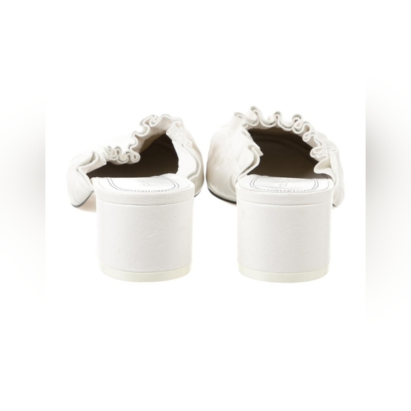 CELINE White Ruffle Leather Mule - Picture 3 of 9